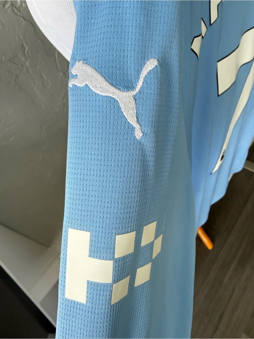 Manchester City Puma Long Sleeve Home Jersey - Sky Blue - Size Medium - Picture 4 of 7